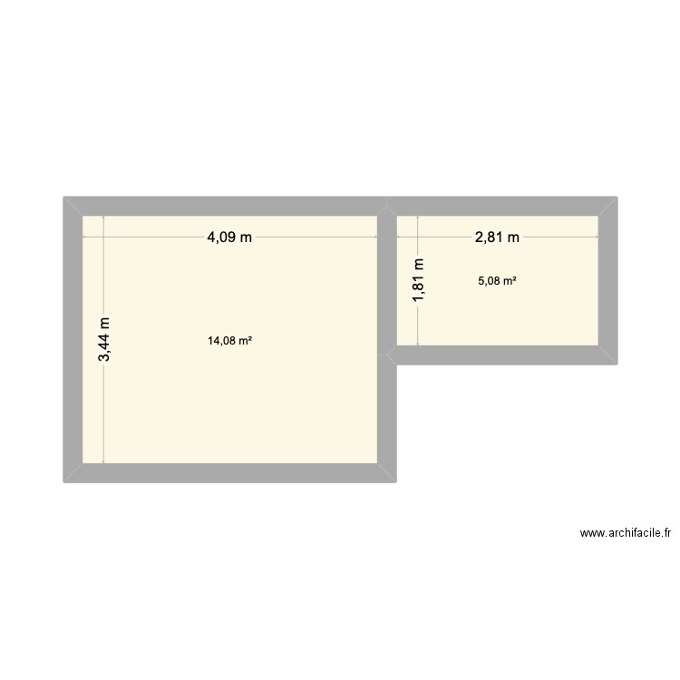 Maison 2D. Plan de 2 pièces et 19 m2