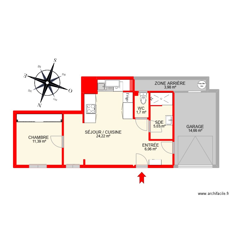 BI30708. Plan de 9 pièces et 68 m2