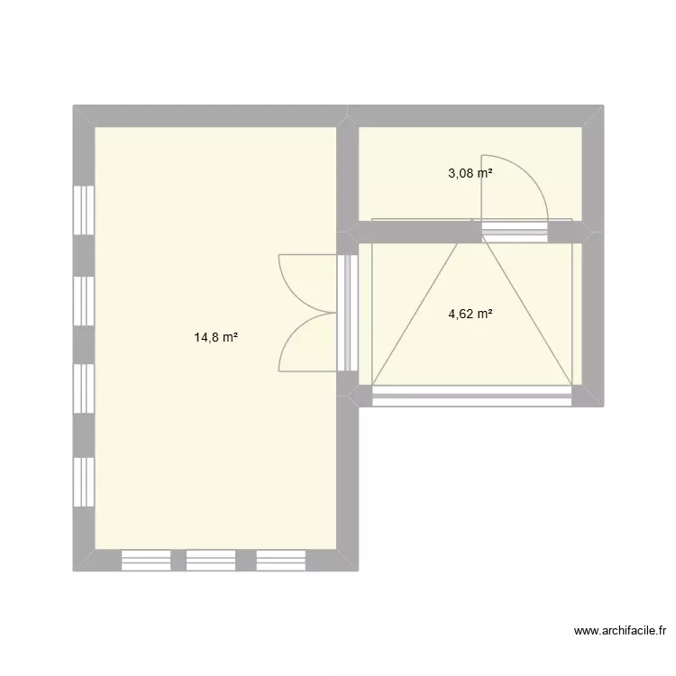 Eglise. Plan de 3 Pièces et 23 m²