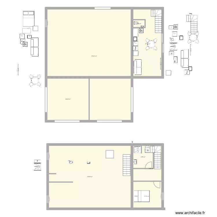 st hilaire grange 2a. Plan de 8  et 268 m²