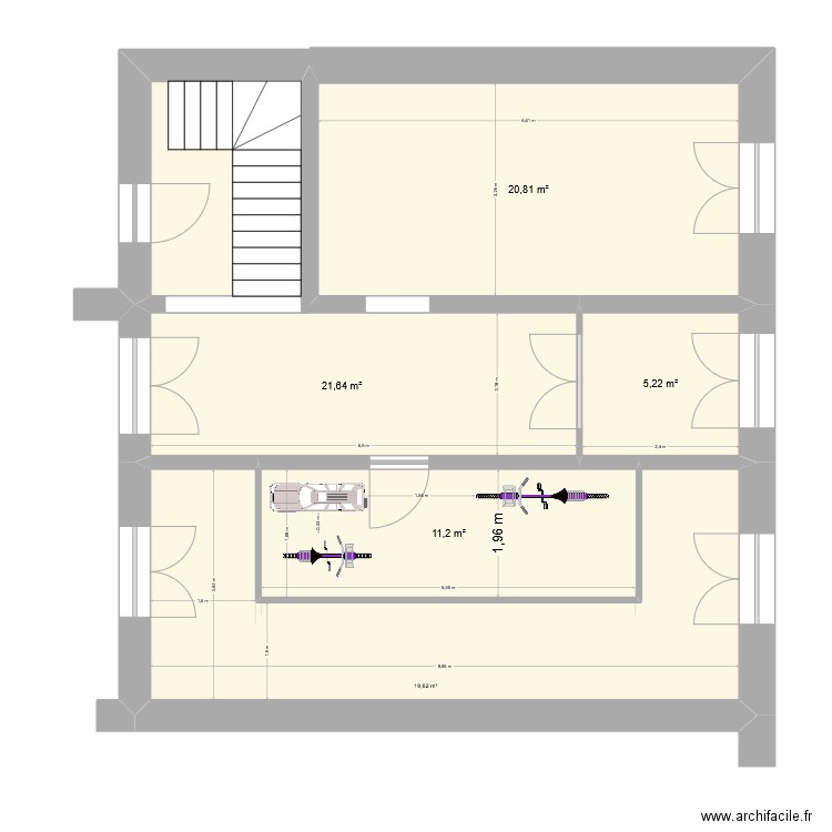 RDC HOTEL. Plan de 5 pièces et 78 m2