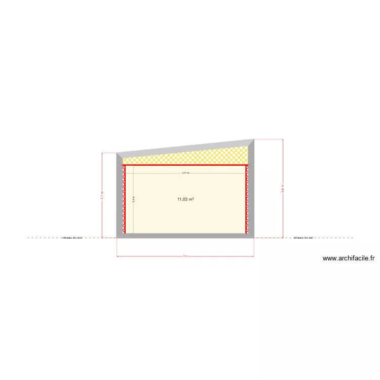 coupe fa&ccedil;ade lat&eacute;rale. Plan de 0 pièce et 0 m2