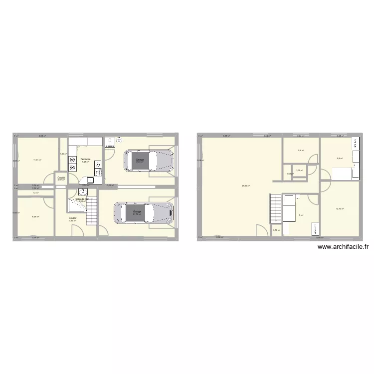 PROJET. Plan de 39  et 177 m²