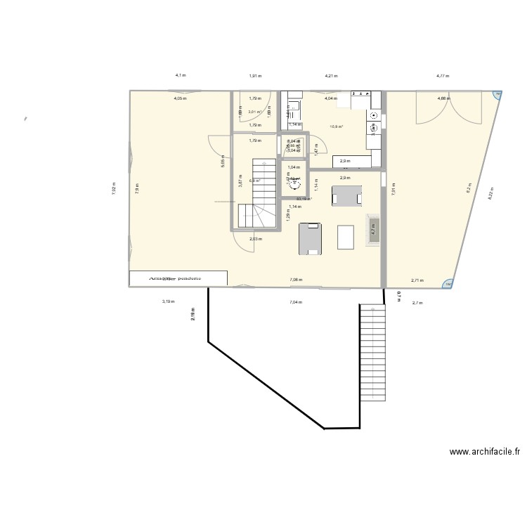 RCH ST ARCONS aménagement MAI 2025. Plan de 6 pièces et 107 m2