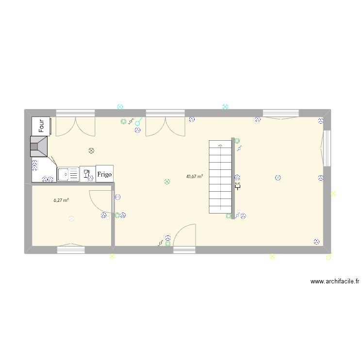 Neaufle. Plan de 2 pièces et 48 m2