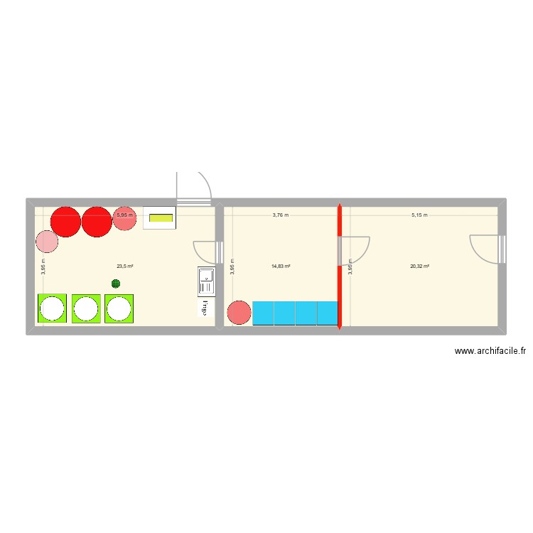 Ozouer-le-Voulgis. Plan de 3 pièces et 59 m2