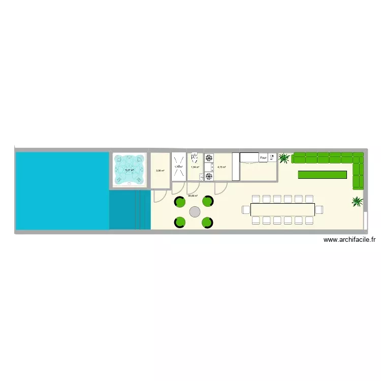 terrasse. Plan de 6 Pièces et 111 m²