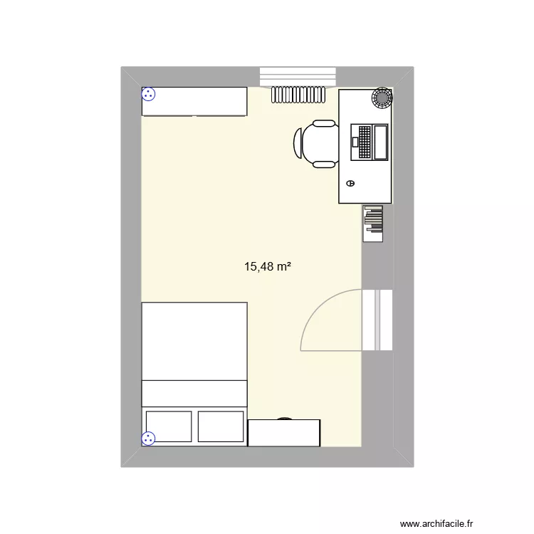 Chambre chez papa cl. Plan de 1  et 15 m²