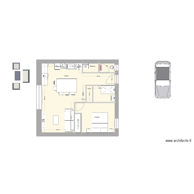 Nico Studio. Plan de 6 pièces et 49 m2