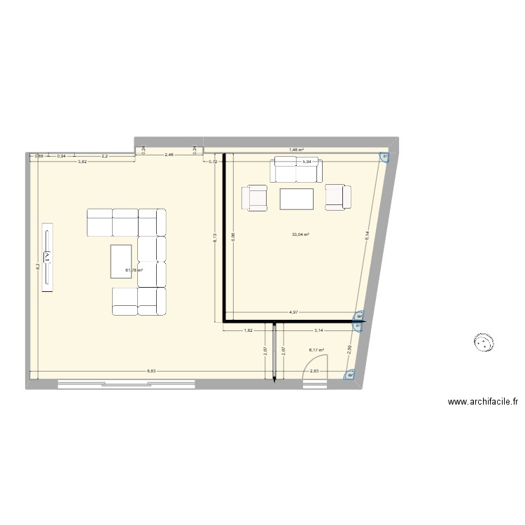 agrandissement 2. Plan de 4 pièces et 102 m2