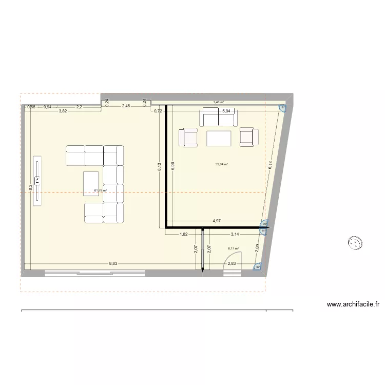 agrandissement 2. Plan de 4 pièces et 102 m²