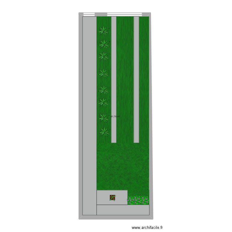 parking devant. Plan de 1 pièce et 62 m2