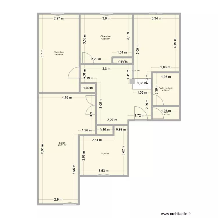 Plan 2&egrave;me. Plan de 10  et 108 m²