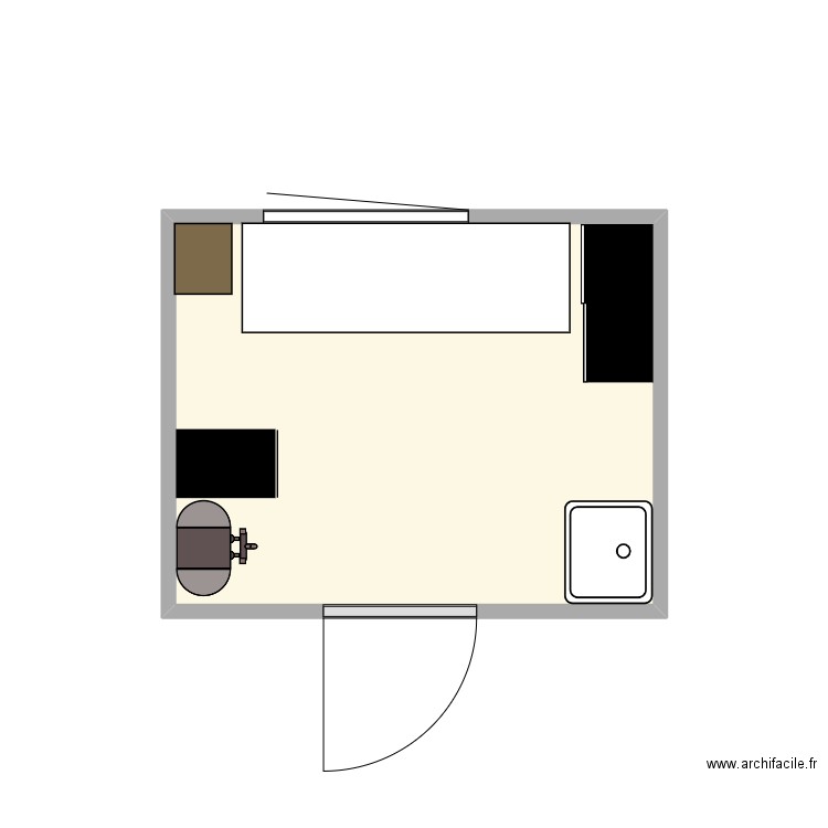Plan du lieu d'origine. Plan de 1 pièce et 6 m2