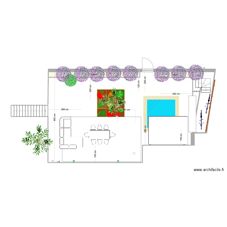 terrasse 2. Plan de 3 pièces et 8 m2