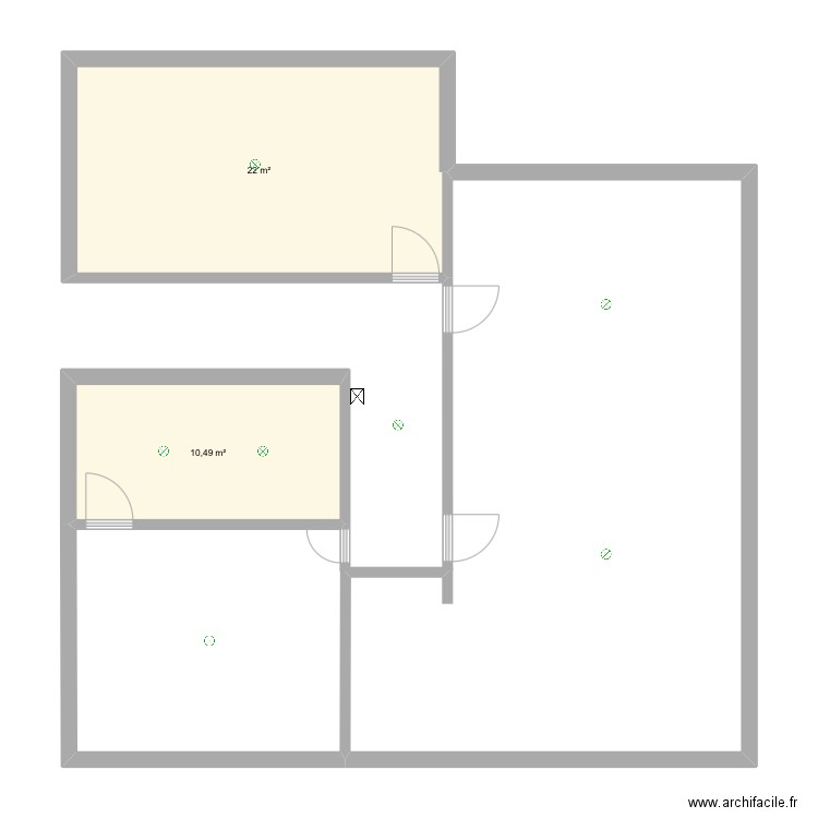 BOLIER. Plan de 2 pièces et 32 m2
