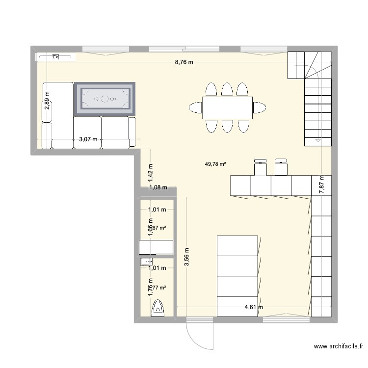 Volkrange bas. Plan de 3 pièces et 53 m2