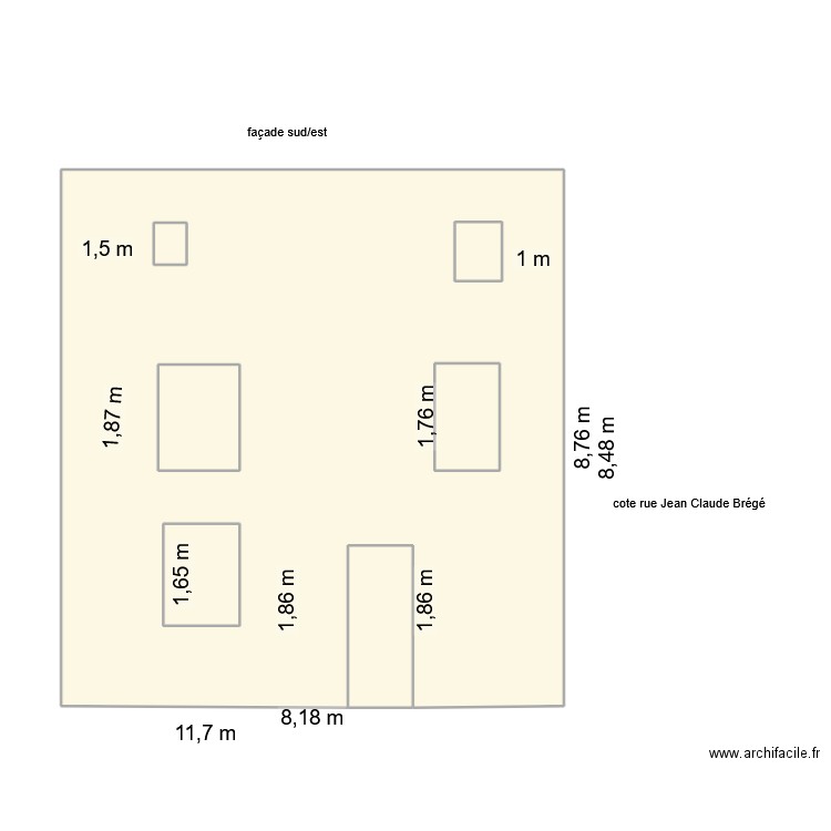plan facade sud 3 impasse du fort de vaux. Plan de 7 pièces et 79 m2