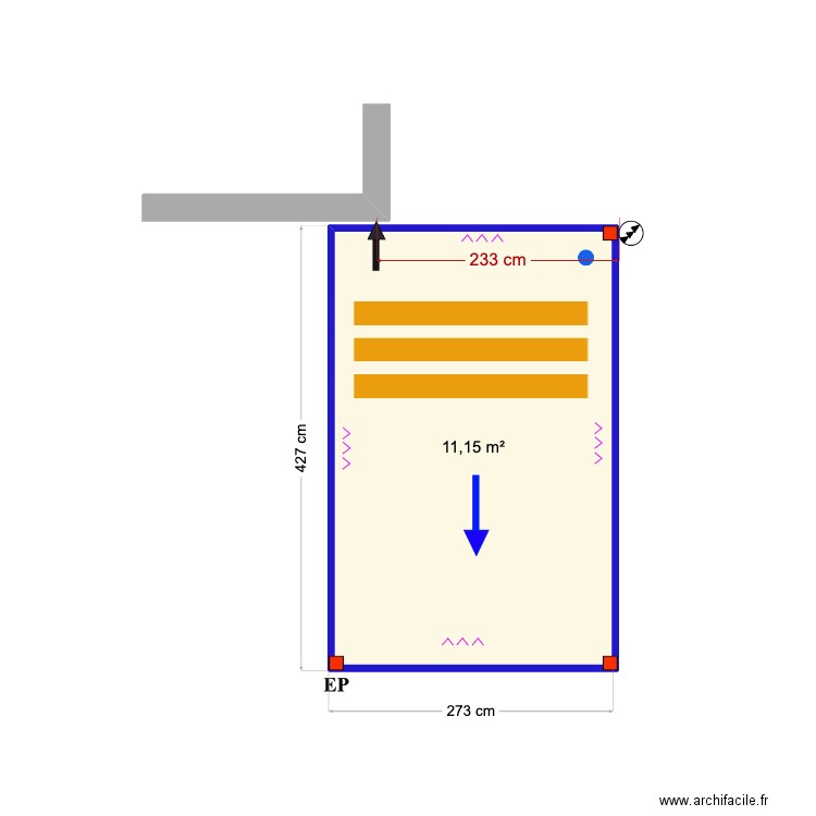 Dietrich CASCAIS. Plan de 1 pièce et 11 m2