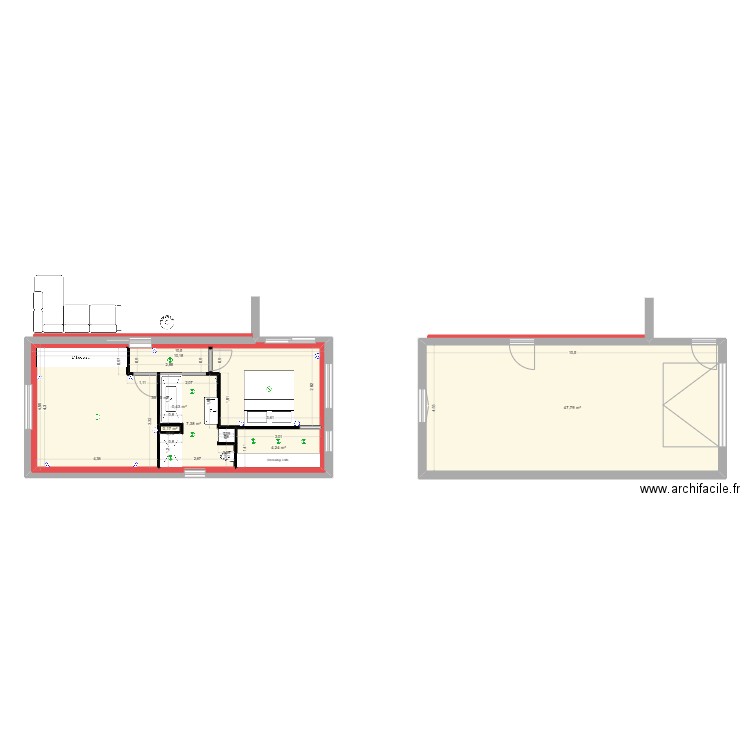 extension maison. Plan de 5 pièces et 90 m2