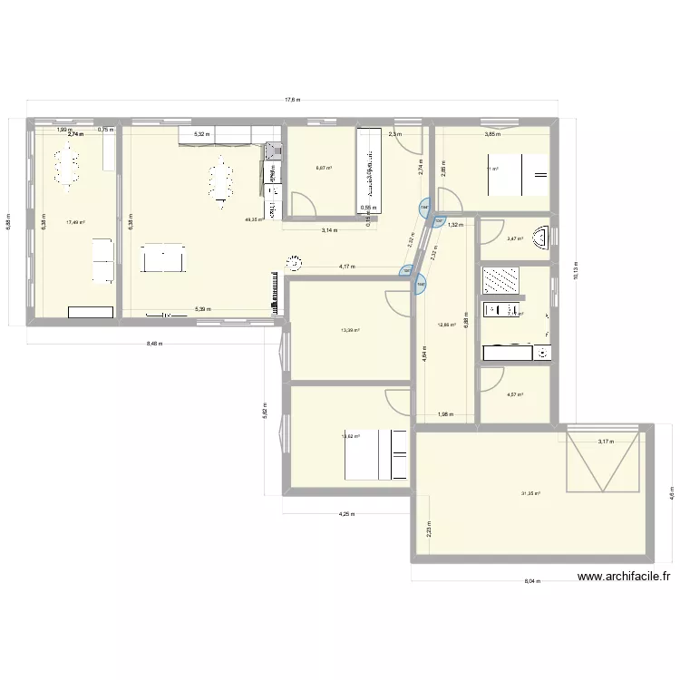 plan 2 romarin. Plan de 11  et 171 m²