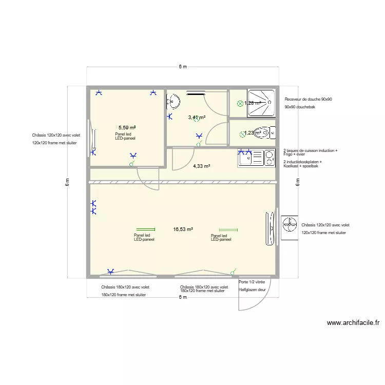 Iscal 600x600. Plan de 6  et 32 m²