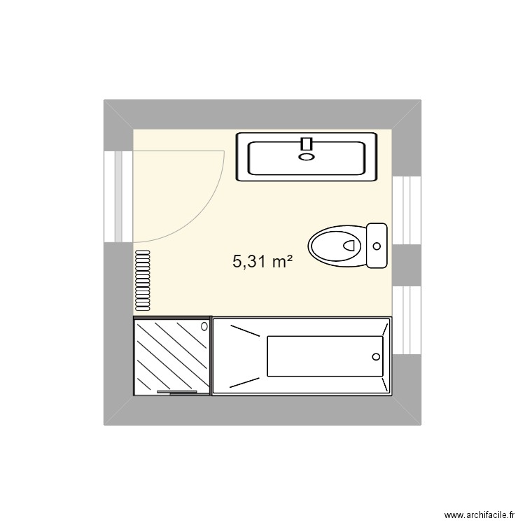 Ophelie plan existant. Plan de 1 pièce et 5 m2