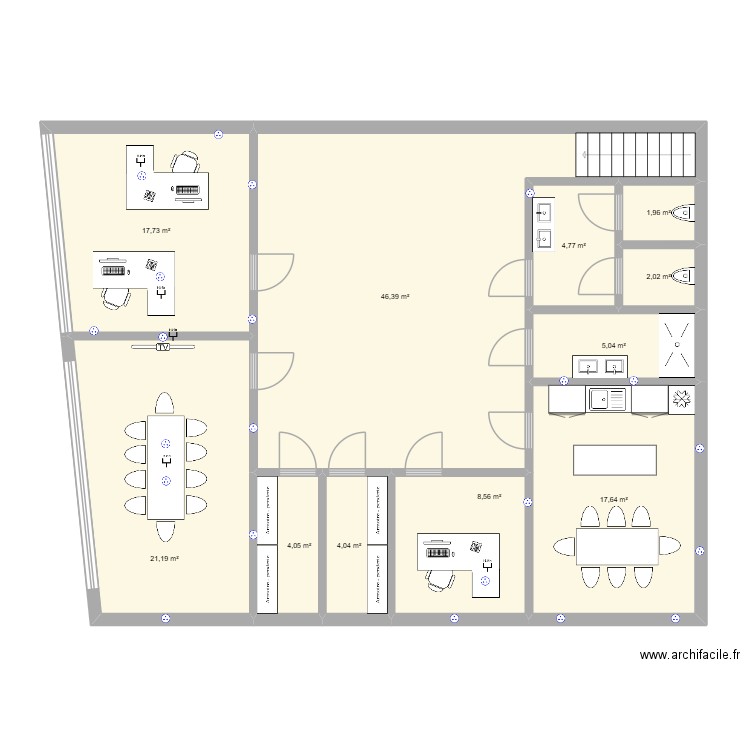 BUREAU MADELEINE. Plan de 11 pièces et 133 m2