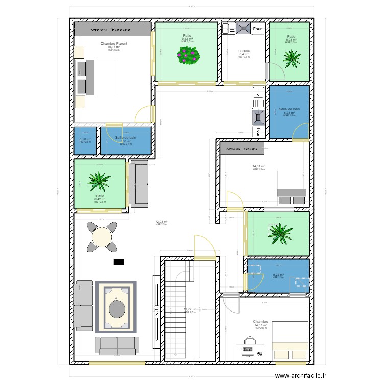 ZAC MBAO. Plan de 14 pièces et 183 m2