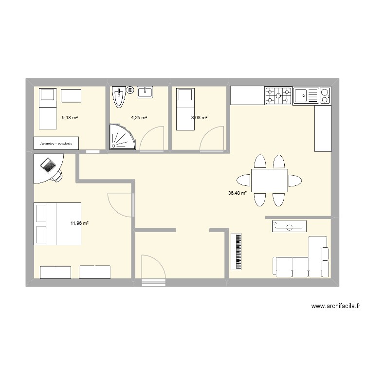 maison. Plan de 5 pièces et 62 m2