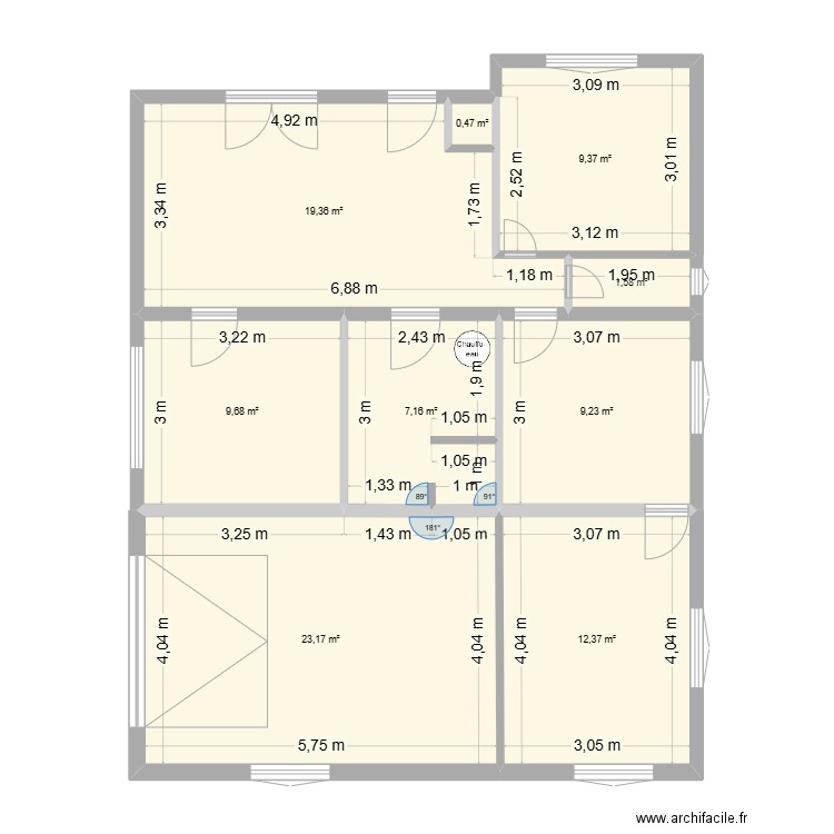 9 stade villa aiguillon origine. Plan de 9 pièces et 92 m2