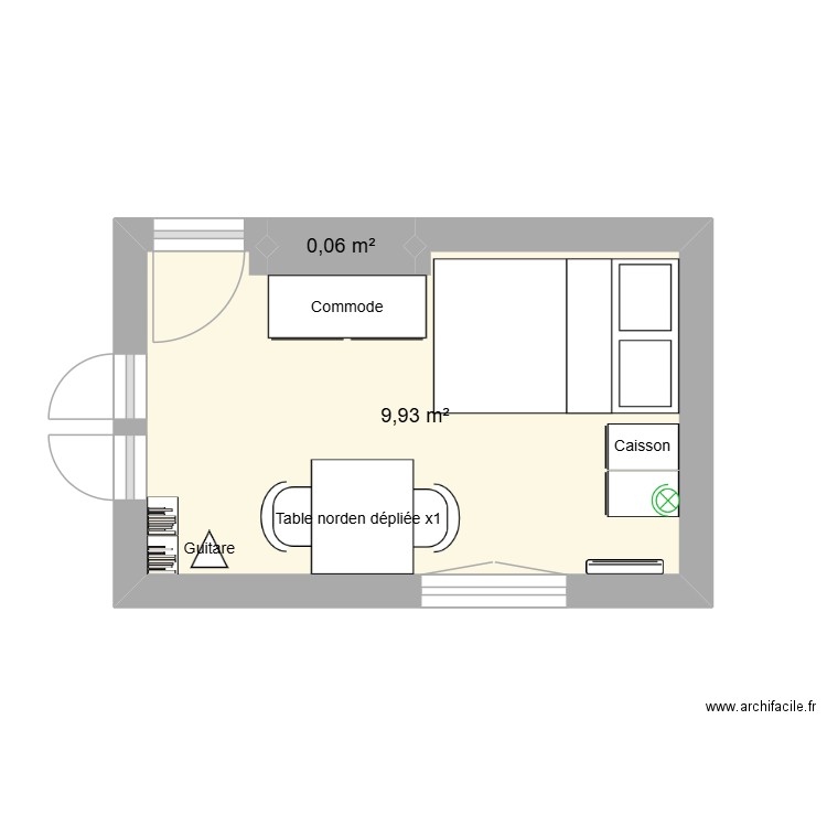 Studio 75014. Plan de 2 pièces et 10 m2