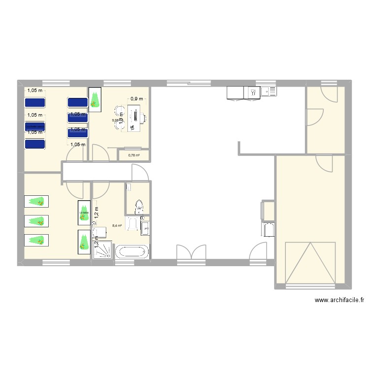 Plan aménagement mam. Plan de 7 pièces et 73 m2