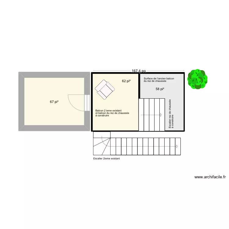 Nouveau balcon arrière. Plan de Nouveau balcon arrière. Plan de