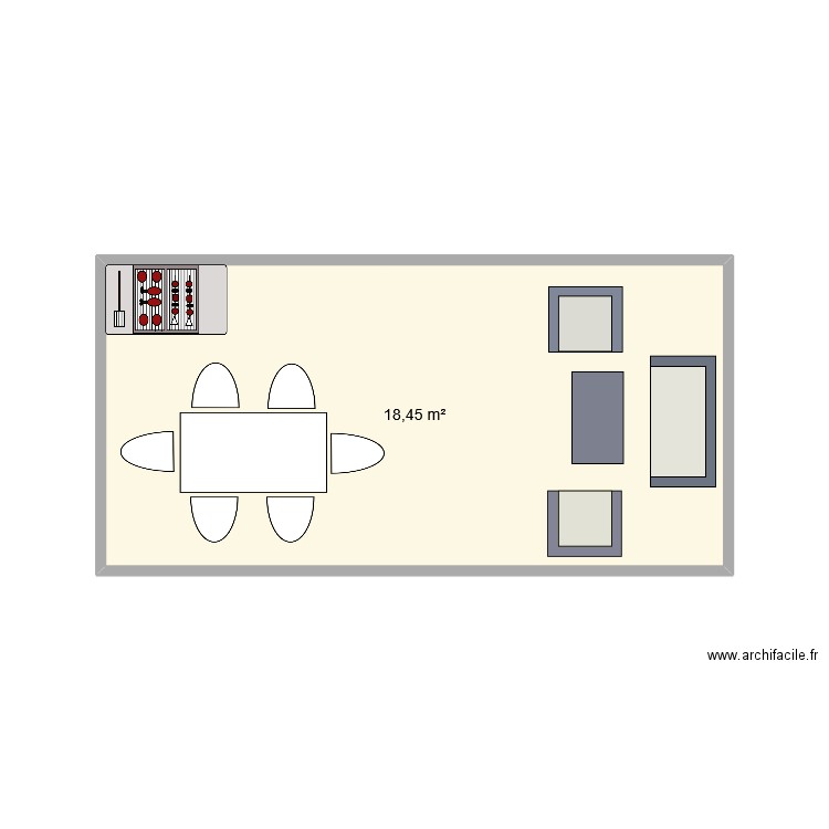 Terrasse. Plan de 1 pièce et 18 m2