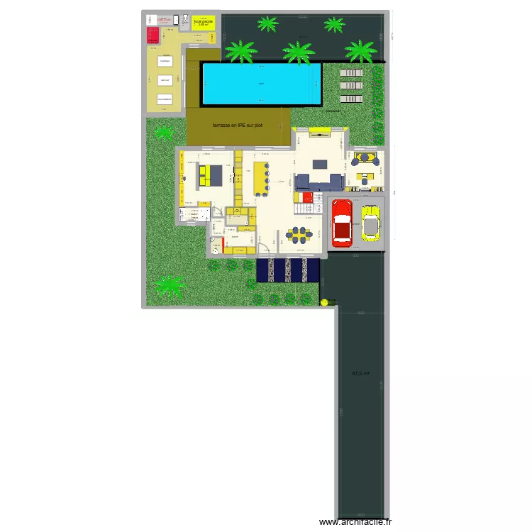 plan definitif interieur/exterieur. Plan de 35 pièces et 920 m²