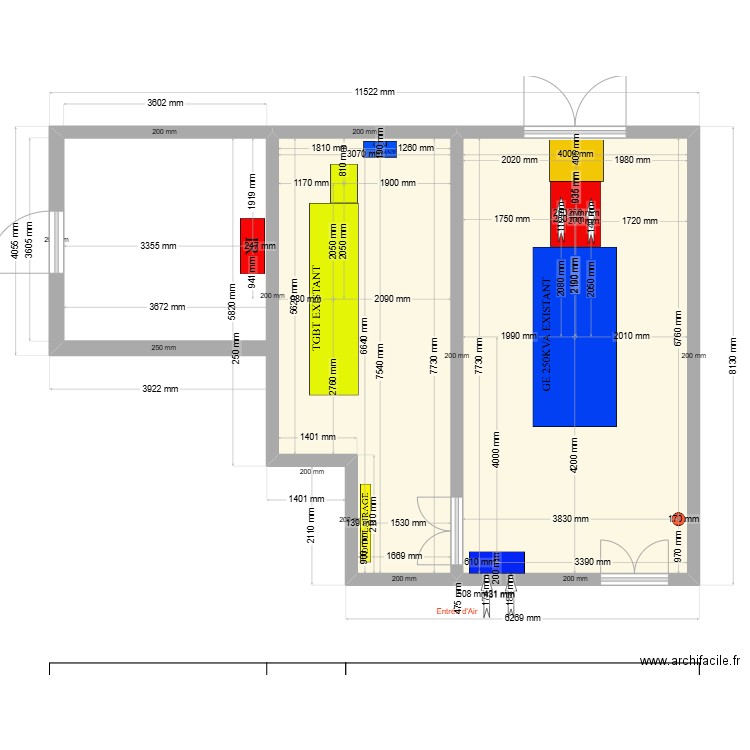 Safe St Paul Existant. Plan de 2 pièces et 52 m2