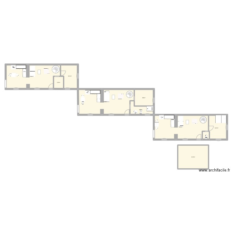 actuel. Plan de 9 pièces et 167 m2