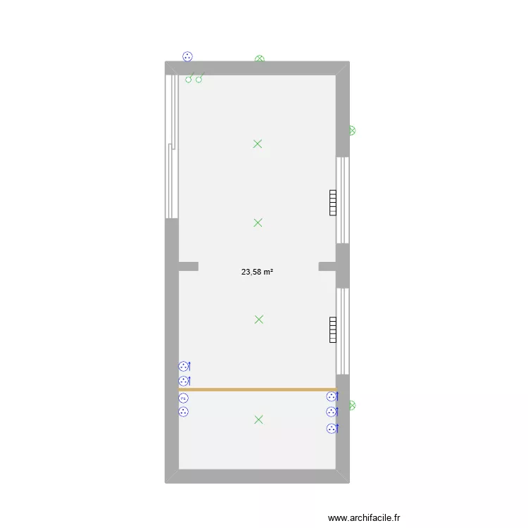 PoolHouse. Plan de 1  et 24 m²