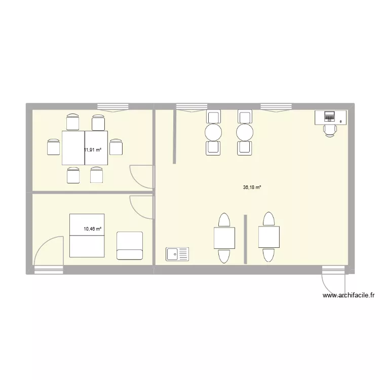 UEEA. Plan de 3  et 59 m²