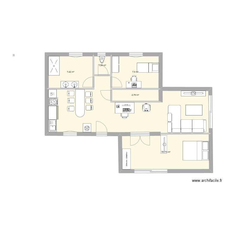 rouillac. Plan de 6 pièces et 69 m2