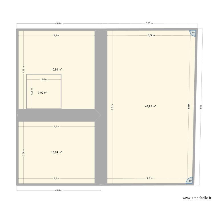 Old P13. Plan de 4 pièces et 84 m2