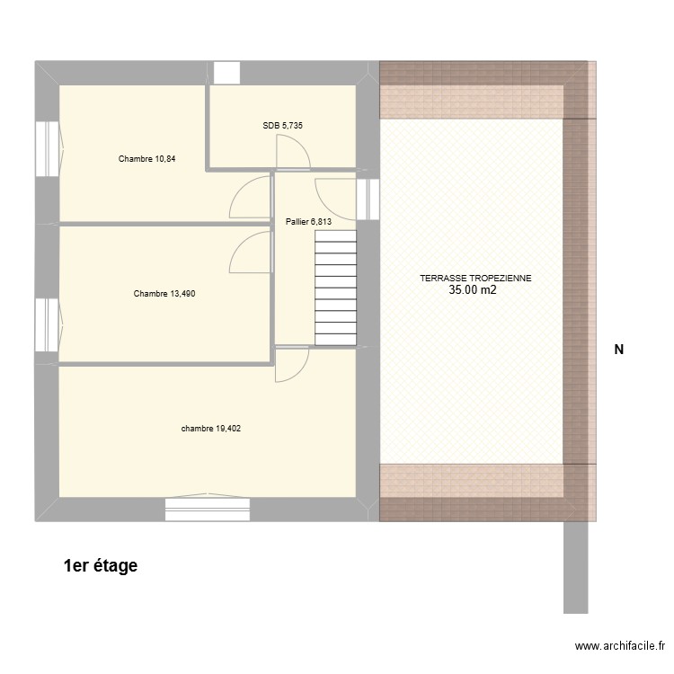 Etage grange. Plan de 6 pièces et 93 m2