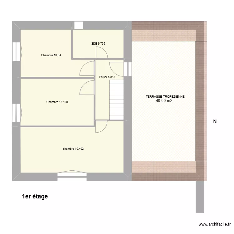 Etage grange. Plan de 6  et 93 m²