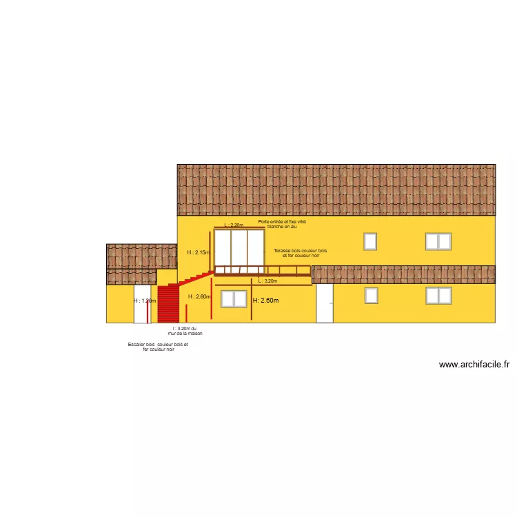 facade arriere apres travaux. Plan de 