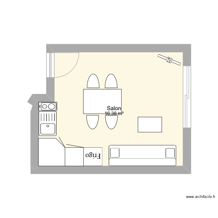 Merlimont. Plan de 1 pièce et 16 m2