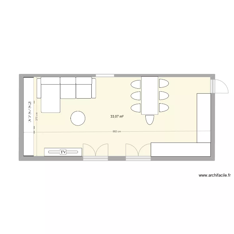 Salon cuisine 2&egrave;me Salins. Plan de 