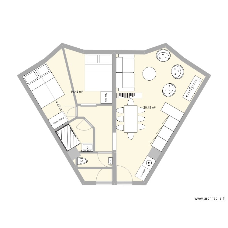 Avo22. Plan de 3 pièces et 40 m2