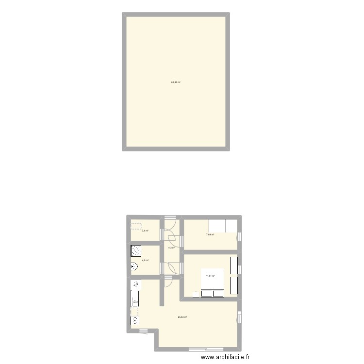 Appart. Plan de 7 pièces et 117 m2