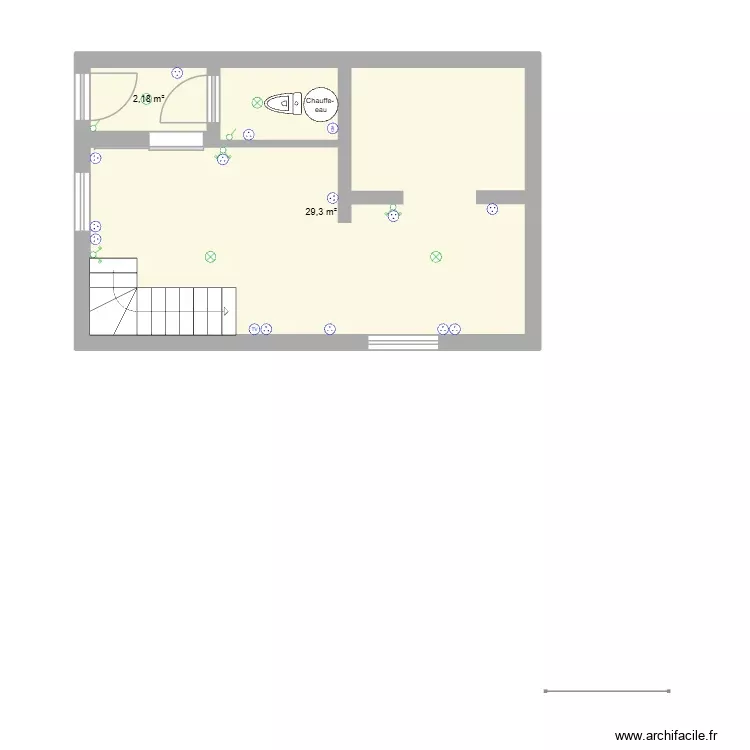 RDC Rue Clin 5 (Sauf cuisine). Plan de 2 Pièces et 31 m²